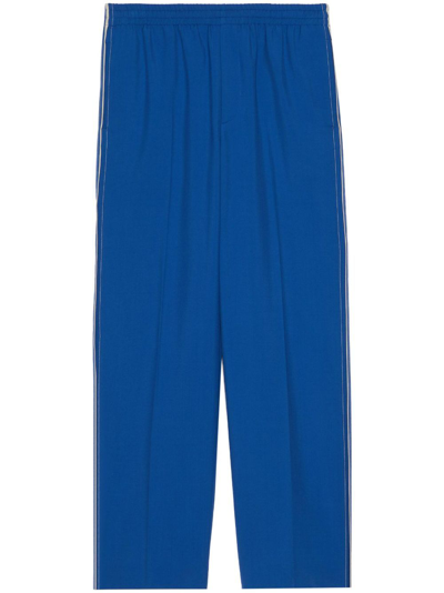 Shop Gucci Blue Wide-leg Mohair Trousers