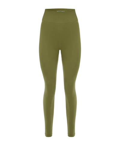 Shop Nocturne Women's Ribbed High-waisted Leggings In Olive Green