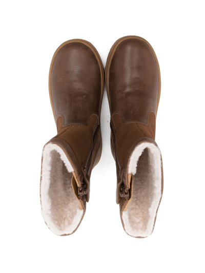 Shop Camper Round-toe Leather Boots In Brown