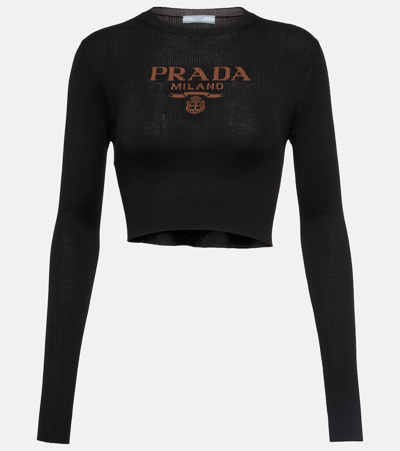 Prada Black Silk T-shirt In Black