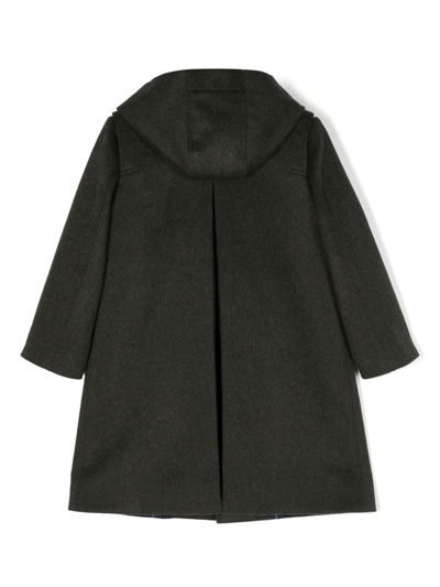 Shop Siola Single-breasted Wool Hooded Coat In Green