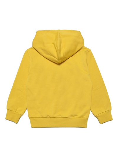 Shop Diesel Logo-print Cotton Hoodie In Yellow