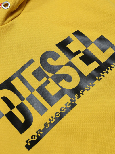 Shop Diesel Logo-print Cotton Hoodie In Yellow