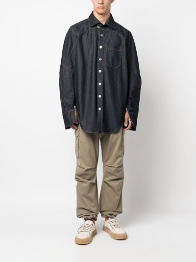 Coperni Drop-shoulder Denim Shirt In Blue