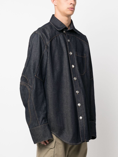 Shop Coperni Drop-shoulder Denim Shirt In Blue