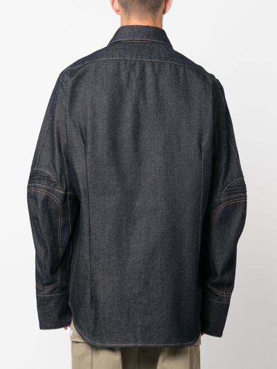 Shop Coperni Drop-shoulder Denim Shirt In Blue