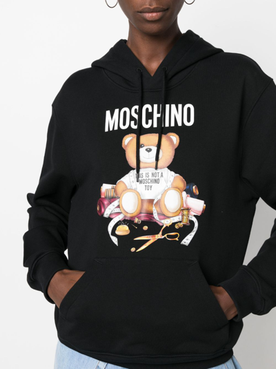 Shop Moschino Logo-print Cotton Hoddie In Black