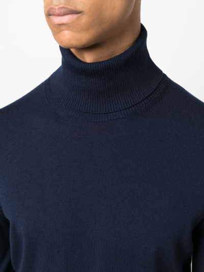 Shop Ballantyne Roll-neck Wool Jumper In Blue