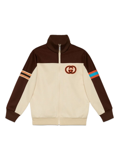 Shop Gucci Interlocking G-logo Bomber Jacket In Neutrals