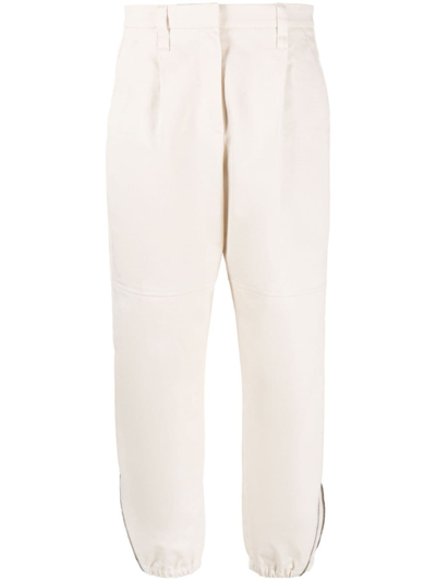 Shop Brunello Cucinelli Balloon-leg Cotton Trousers In Neutrals