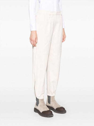 Shop Brunello Cucinelli Balloon-leg Cotton Trousers In Neutrals