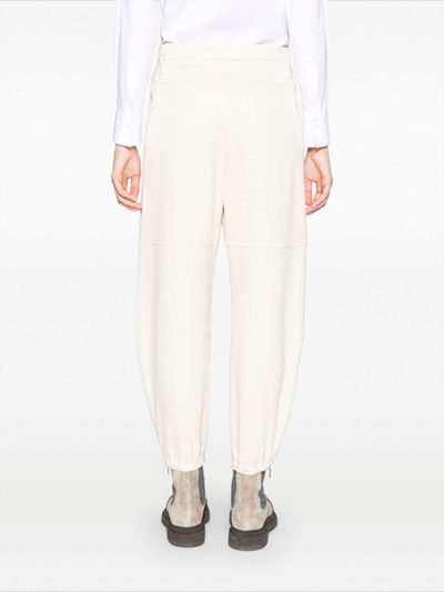 Shop Brunello Cucinelli Balloon-leg Cotton Trousers In Neutrals