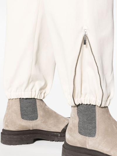 Shop Brunello Cucinelli Balloon-leg Cotton Trousers In Neutrals