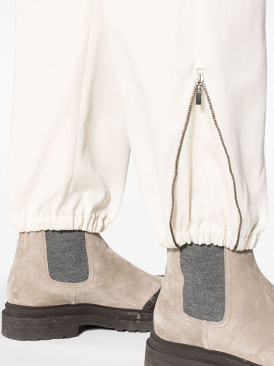Brunello Cucinelli Balloon-leg Cotton Trousers In Neutrals