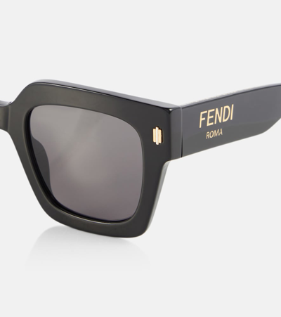 Shop Fendi Roma Square Sunglasses In Black