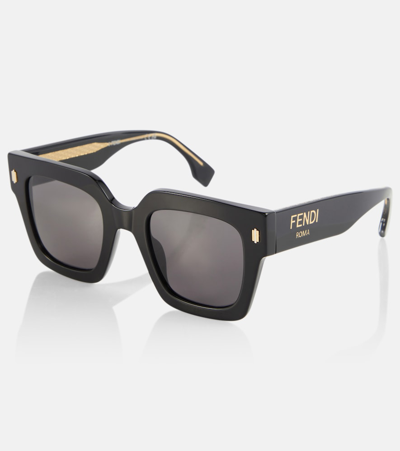 Shop Fendi Roma Square Sunglasses In Black