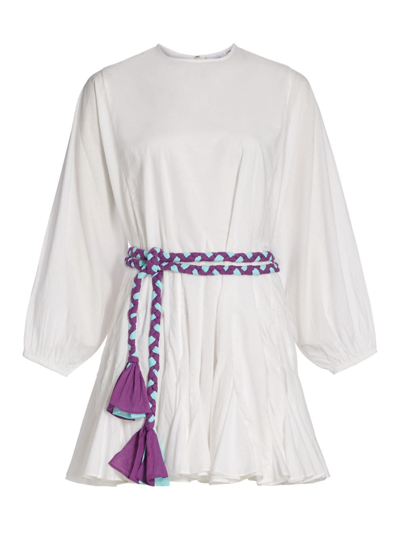Shop Rhode Women's Ella Braided Belt Fit-&-flare Minidress In White Purple