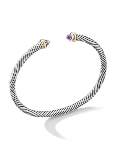 Shop David Yurman Women's Cable Classics Color Bracelet With 18k Yellow Gold In Amethyst