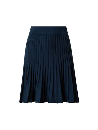 Shop Akris Punto Women's Milano Pleated Knit Wool Miniskirt In Navy