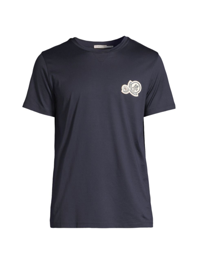Shop Moncler Men's Logo Crewneck T-shirt In Blue