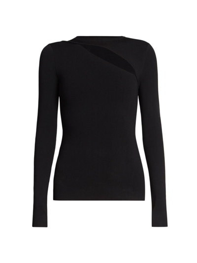 Shop Victoria Beckham Women's Asymmetric Cut-out Top In Black