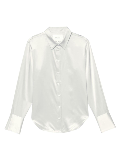 Shop Frame Women's The Standard Silk Button-up Shirt In Off White