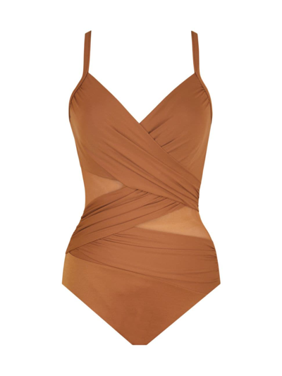 Shop Miraclesuit Swim Women's Mystique One-piece Swimsuit In Scotch Brown
