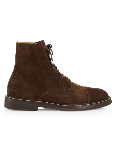 Shop Brunello Cucinelli Men's Suede Ankle Boots In Brown