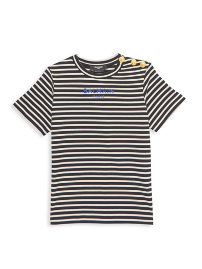 Shop Balmain Little Girl's & Girl's Mini Me Striped Logo T-shirt