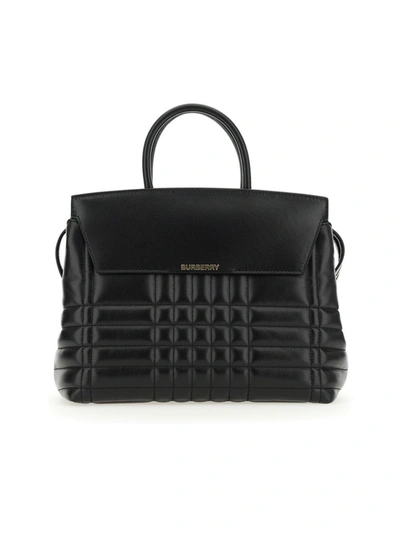 Shop Burberry Logo Plaque Quilted Tote Bag In Black