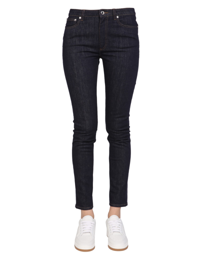 Shop Burberry Mid-rise Slim Fit Jeans In Blu