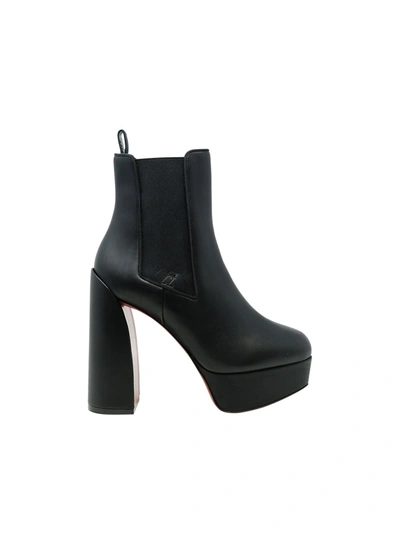 Shop Christian Louboutin Black Leather Movidastic 130 Calf Ankle Boots
