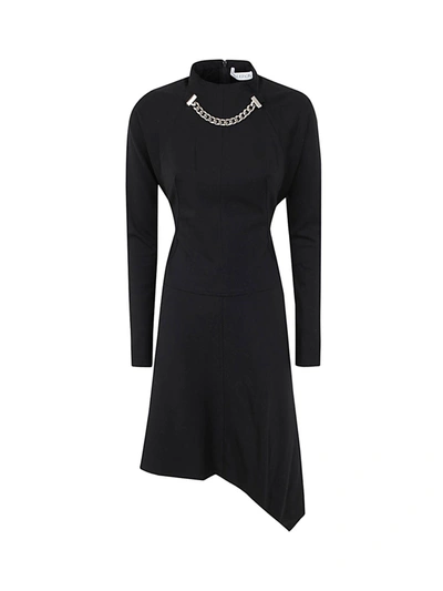 Shop Jw Anderson J.w. Anderson Neck Chain Long Sleeve Dress In Black