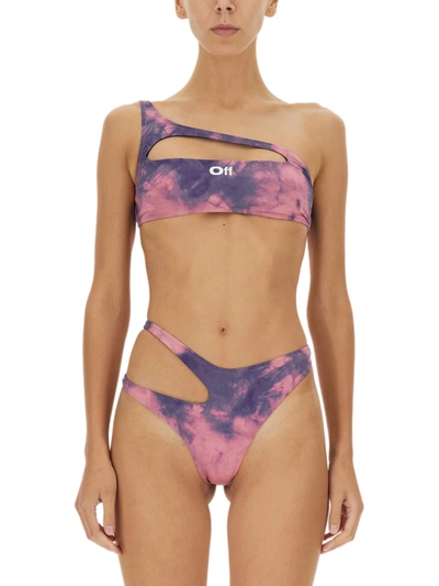 Shop Off-white Logo Bikini Swimsuit In Multicolor