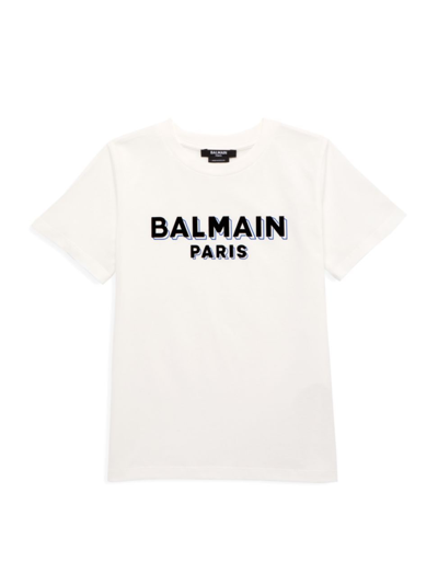 Shop Balmain Little Boy's & Boy's Logo T-shirt In Ivory
