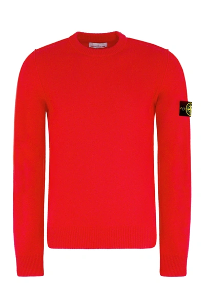 Shop Stone Island Wool-blend Crew-neck Sweater In Red