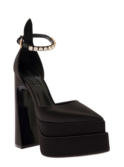 Shop Versace Satin 160 Heel Platform In Black