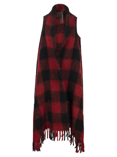 Shop Woolrich Plaid Patterned Cape Scarf In Red Buffalo