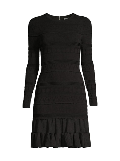 Shop Milly Women's Petra Textured Drop-waist Minidress In Black