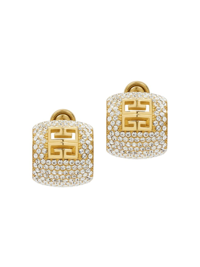 Shop Givenchy Women's 4g Earrings In Metal With Crystals In Golden Yellow