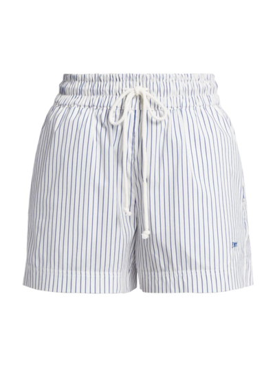 Shop Frame Women's Striped Drawstring Lounge Shorts In Cobalt Multi