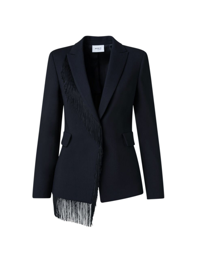 Shop Akris Punto Women's Fringe-embellished Wool-blend Blazer In Black