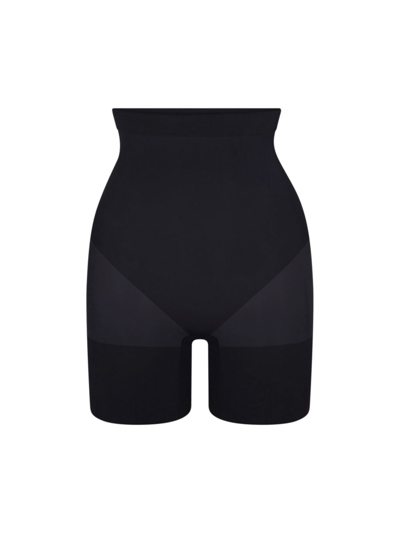 Shop Skims Women's Everyday Sculpt High-waist Mid-thigh Shorts In Onyx