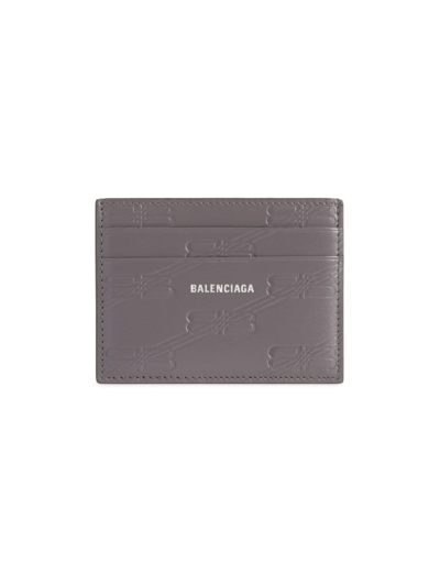 Shop Balenciaga Men's Embossed Monogram Card Case In Box In Grey