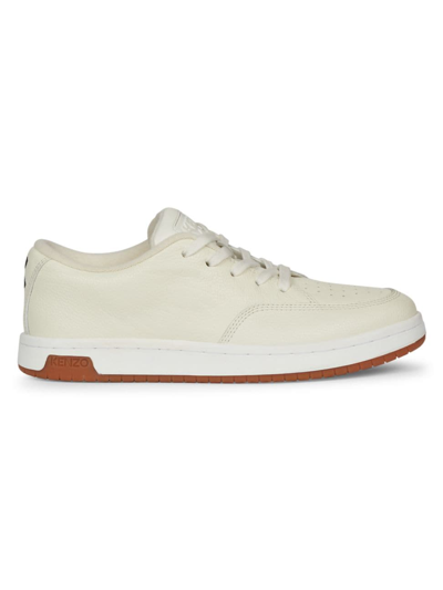 Shop Kenzo Men's Leather Low-top Sneakers In Off White