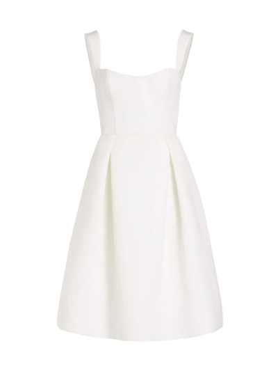 Shop Amsale Women's Faille Knee-length Bridal Dress In Silk White