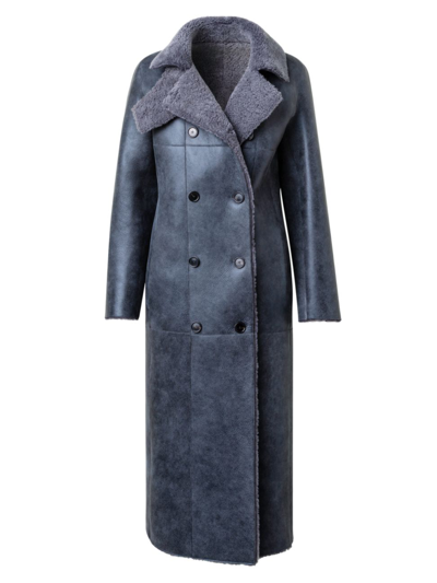 Shop Akris Punto Women's Suede & Dyed Coat In Slate