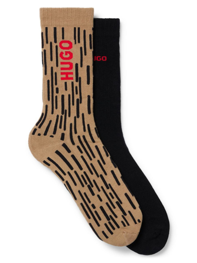 Shop Hugo Men's Two-pack Of Socks In A Cotton Blend In Brown
