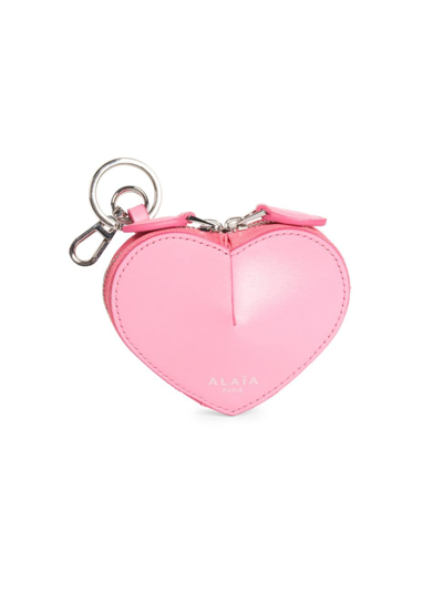 Shop Alaïa Women's Mini Le Coeur Leather Coin Purse In Candy