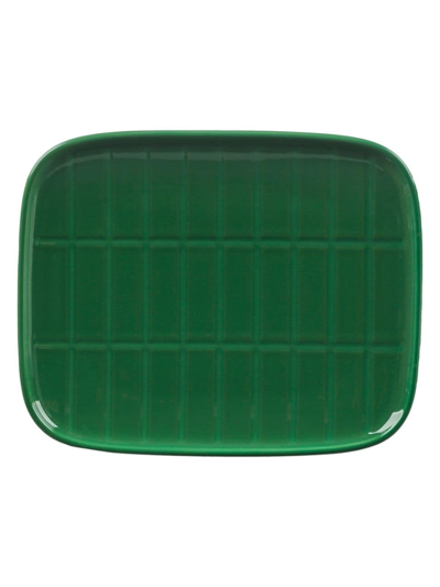 Shop Marimekko Tiiliskivi Plate In Dark Green